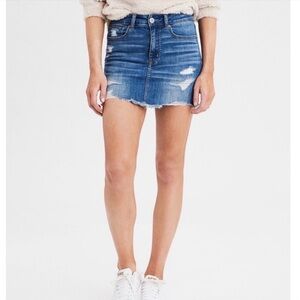 American rag Classic Distressed Blue Denim Mini Skirt